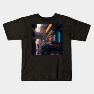 Cyberpunk City Parking Kids T-Shirt